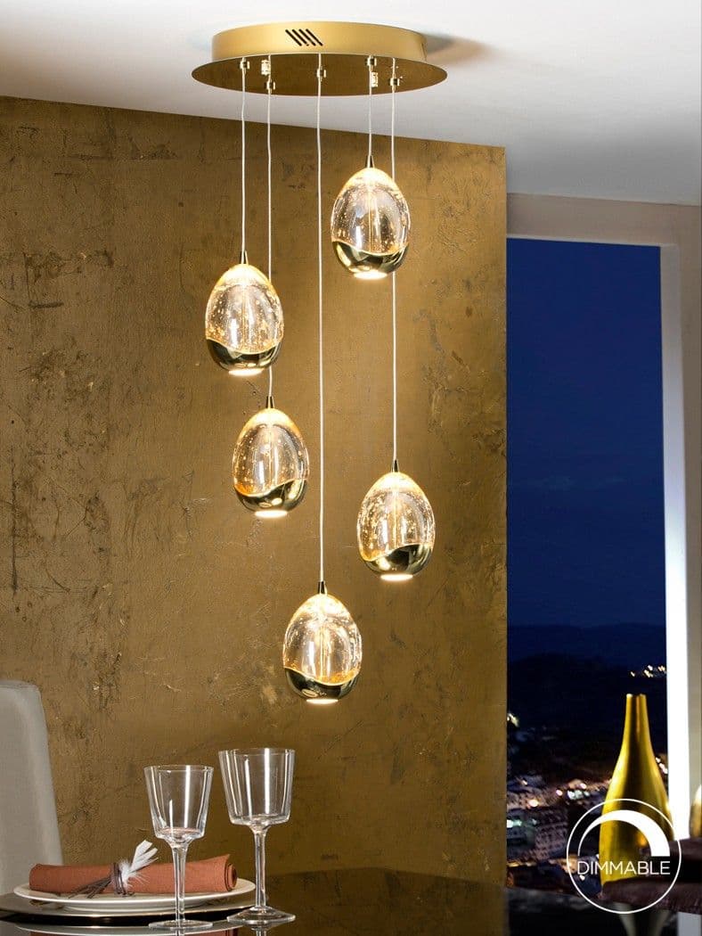 ROCIO висяща LED лампа, 5 L., Ø 30, златисто – Schuller 783529