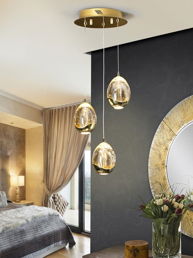 ROCIO висяща лампа, Ø 25, 3 LED, златисто – Schuller 783741